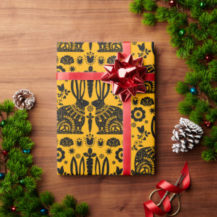 Rabbit Nordic Scandinavian Folk Art Wrapping Paper
