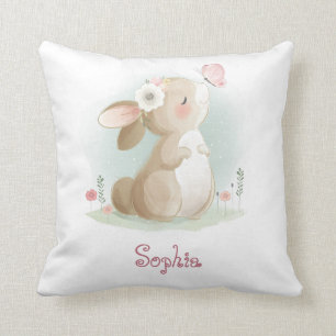 Rabbit nursery decor Baby shower gift Throw Pillow