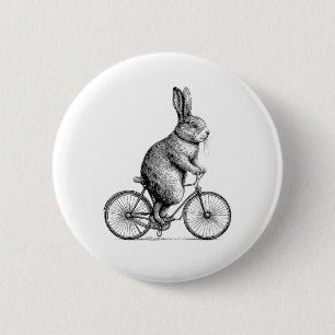 Rabbit On A Bike Bunny Bicycle Cycing Biking Men W 6 Cm Round Badge