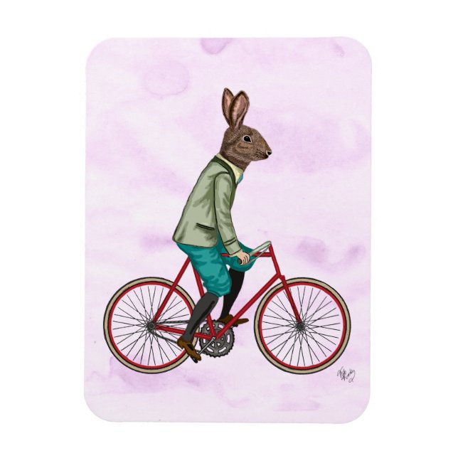 Rabbit On Bike 3 Magnet (Vertical)