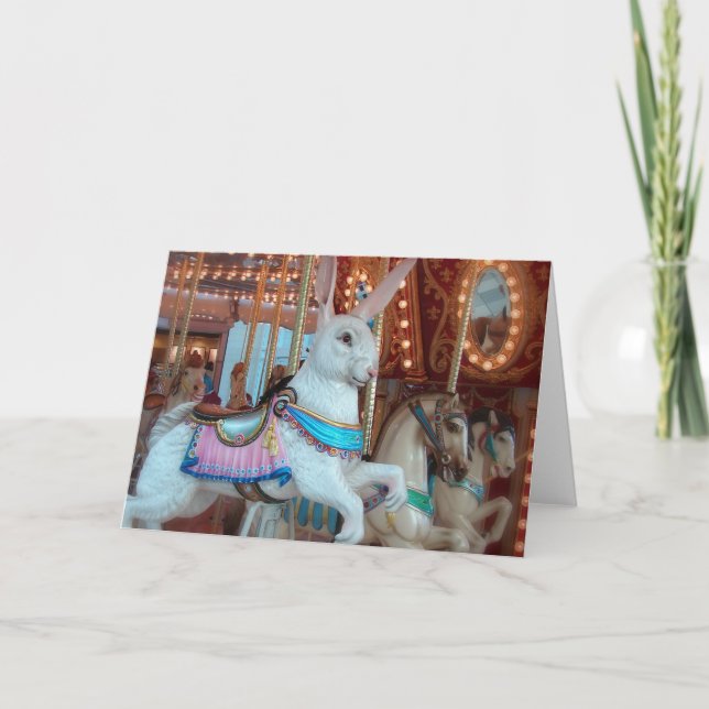 Rabbit on Merry-Go-Round All Occasions  Holiday Card (Front)
