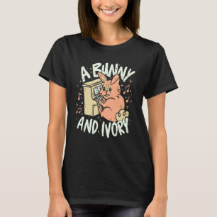 Rabbit On Piano Ebony And Ivory Pun T-Shirt