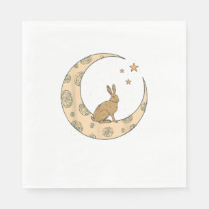 Rabbit On The Moon Bunny Napkin