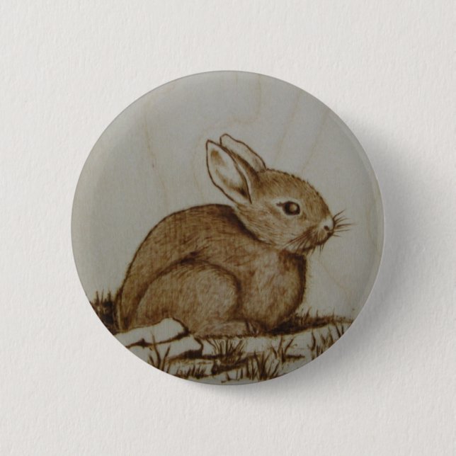 Rabbit on the rocky side... 6 cm round badge (Front)