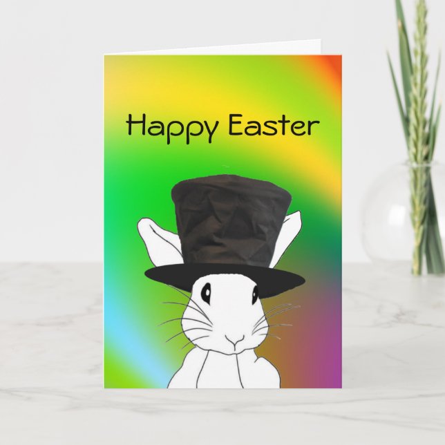 Rabbit or the Egg Rainbow Easter Card (Front)