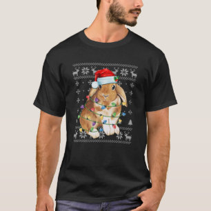 Rabbit Ornament Santa Christmas Rabbit Lover Ugly T-Shirt