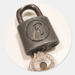 rabbit padlock classic round sticker