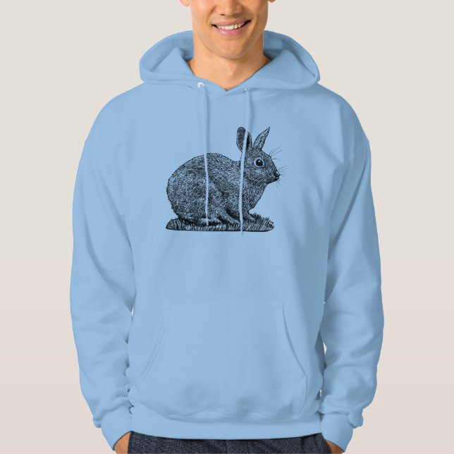 Rabbit - Pen and Ink Style Drawing Hoodie (Front)