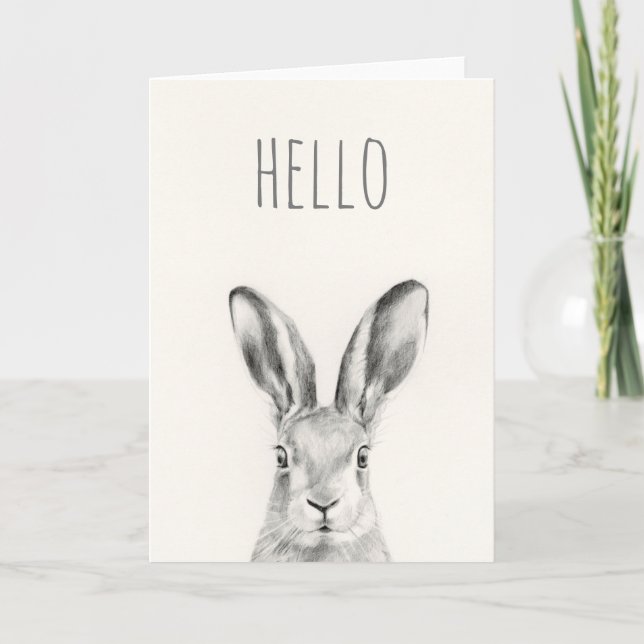 Rabbit Pencil Drawing Card (Front)