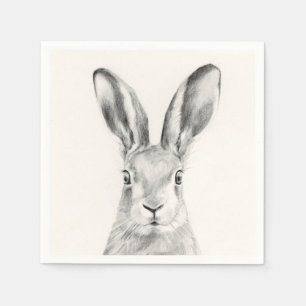 Rabbit Pencil Drawing Napkin