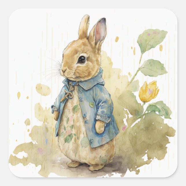 Rabbit Peter party Square Sticker  (Front)