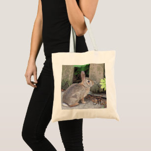 Rabbit Photo Garden Monogram Tote Bag