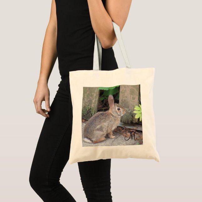 Rabbit Photo Garden Monogram  Tote Bag (Front (Product))