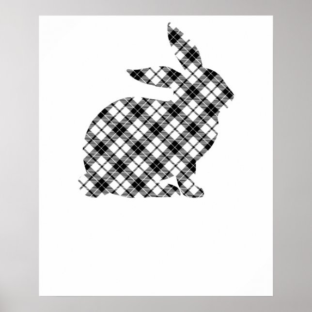 rabbit plaid pattern, retro, vintage poster (Front)