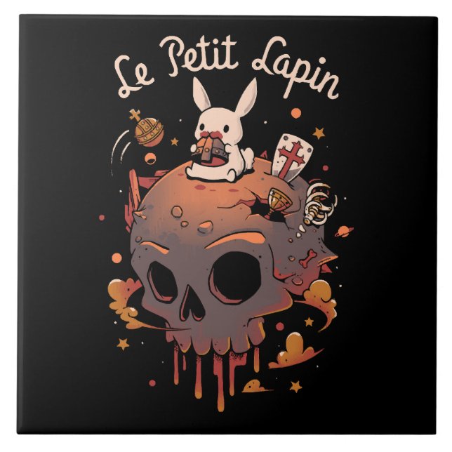 Rabbit Planet - White Bunny Prince Ceramic Tile (Front)