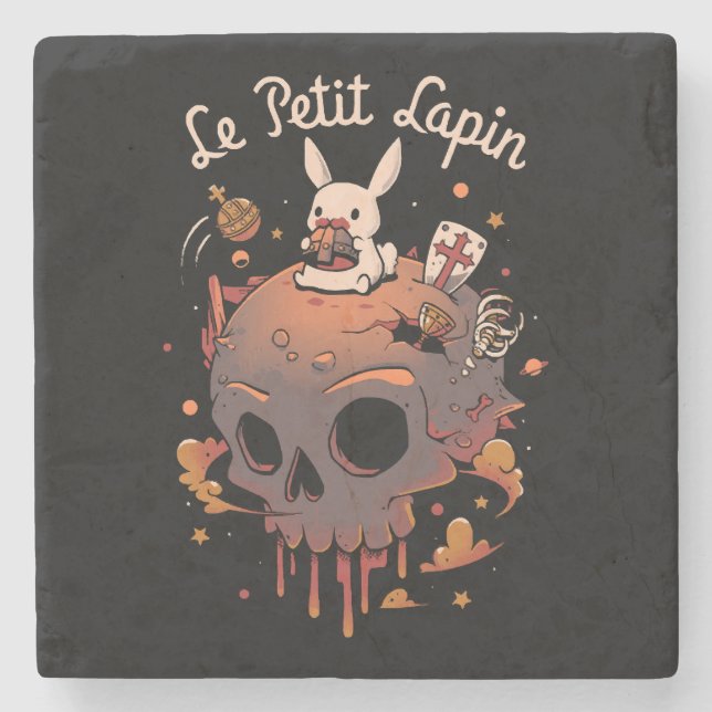 Rabbit Planet - White Bunny Prince Stone Coaster (Front)