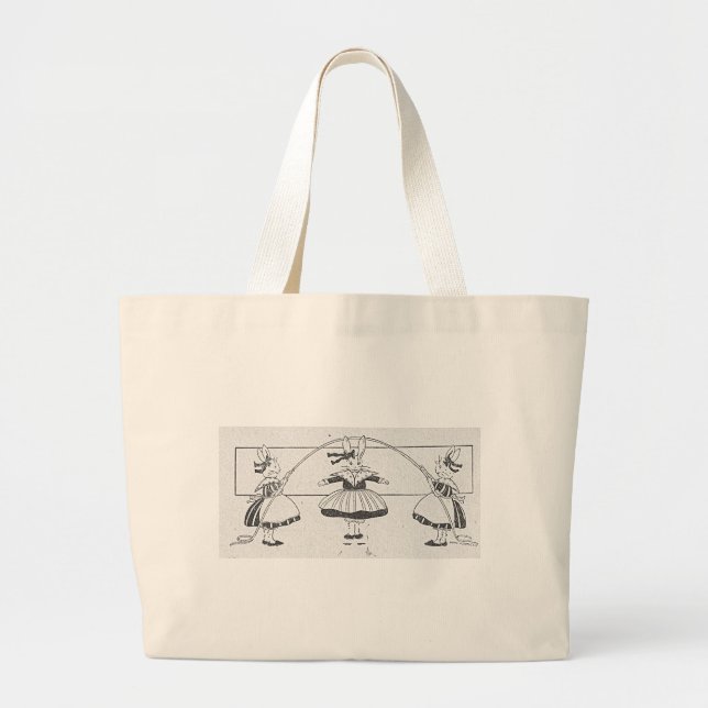 Rabbit Play Large Tote Bag (Front)