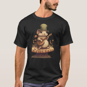 Rabbit Playing Banjo On Mushroom Bunny Cottagecore T-Shirt