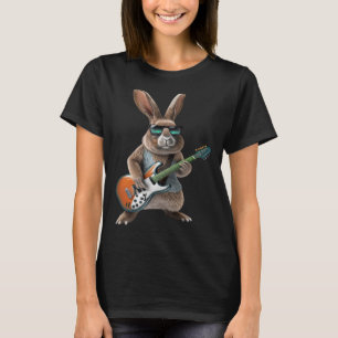 Rabbit Playing Electric Guitar Animal Rabbit Gui T-Shirt