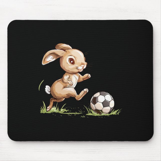 Rabbit Playing Soccer - Rabbit Futbol - Rabbit Soc Mouse Pad (Front)