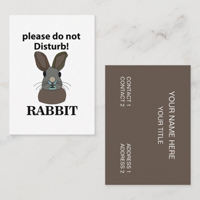Rabbit Please Do Not Disturb Funny Rabbit Business Card (Front/Back)