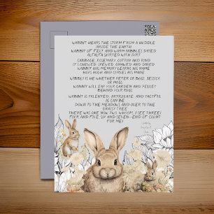 Rabbit Poem Animal Writings Postcard