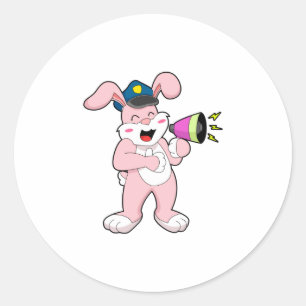 Rabbit Police officer Microphone Classic Round Sticker