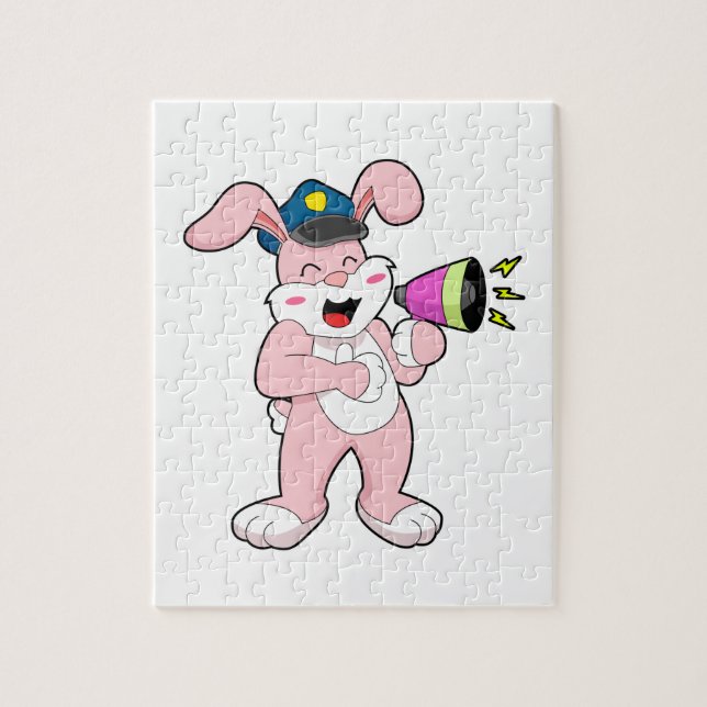 Rabbit Police officer Microphone Jigsaw Puzzle (Vertical)