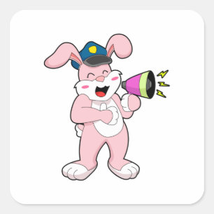 Rabbit Police officer Microphone Square Sticker