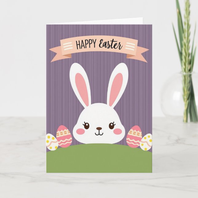 Rabbit Polka Dot Springtime Card (Front)