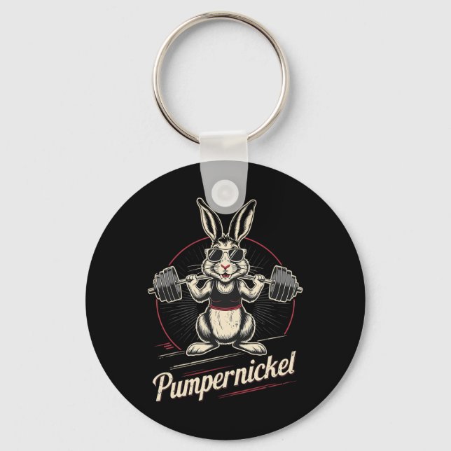 Rabbit Rabbit Pumpernickel Karnickel Bodybuilding  Key Ring (Front)