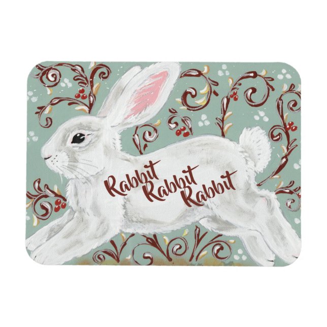 Rabbit Rabbit Rabbit Monthly Good Luck Reminder Magnet (Horizontal)