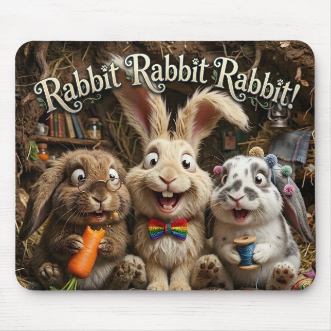 Rabbit Rabbit Rabbit Mouse Pad (Front)
