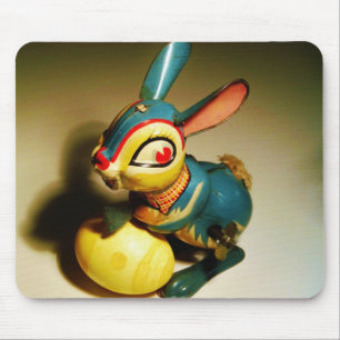 rabbit rabbits toy and easter yellow egg mouse pad