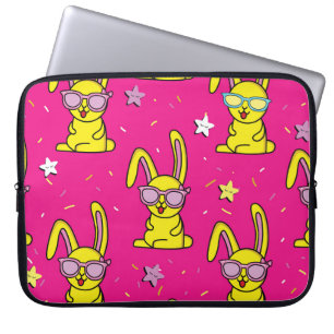 Rabbit Rave: Kids' Pattern Delight Laptop Sleeve