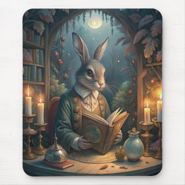 Rabbit Reading Mouse Pad (Front)