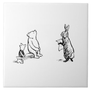 Rabbit Reading to Pooh and Piglet Ceramic Tile