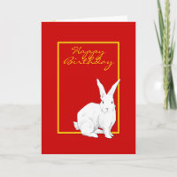 Rabbit red Birthday Card