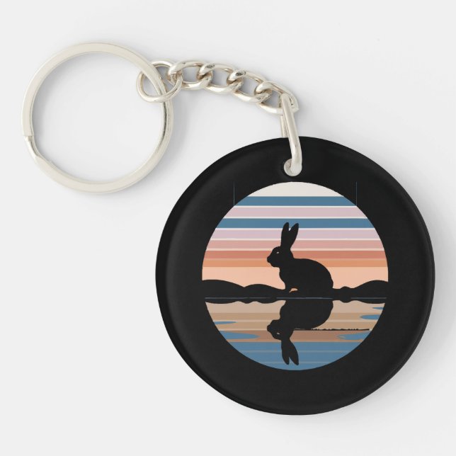 Rabbit Retro Sunset Key Ring (Front)