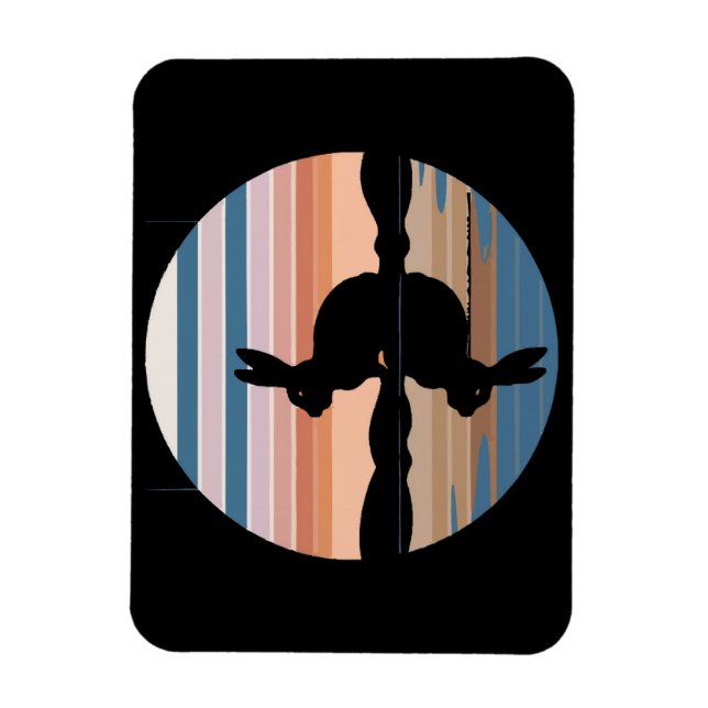 Rabbit Retro Sunset Magnet (Vertical)