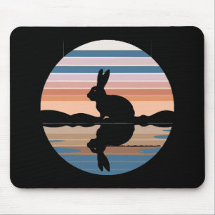 Rabbit Retro Sunset Mouse Pad