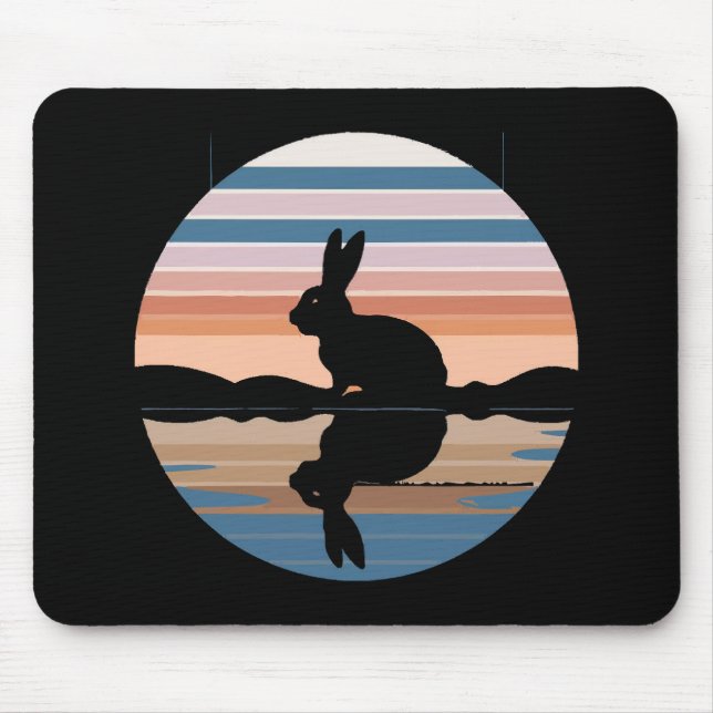 Rabbit Retro Sunset Mouse Pad (Front)