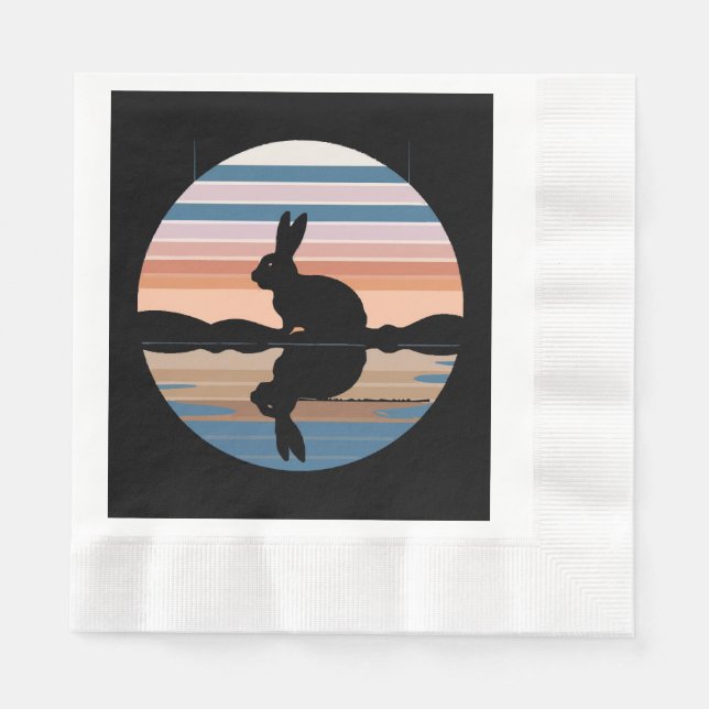Rabbit Retro Sunset Napkin (Front)