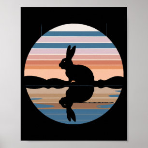 Rabbit Retro Sunset Poster