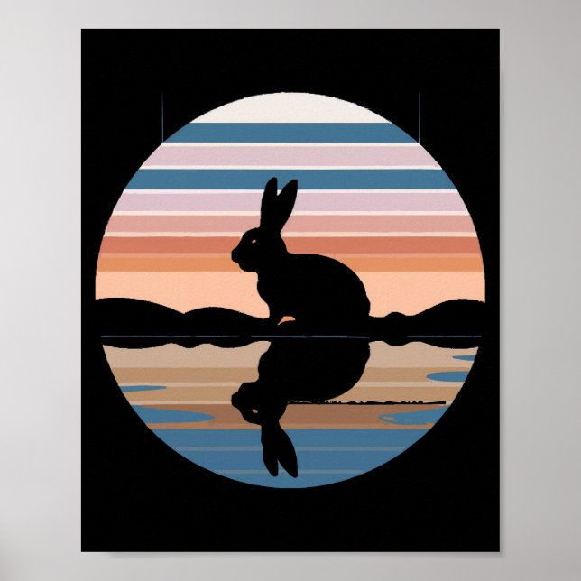 Rabbit Retro Sunset Poster (Front)