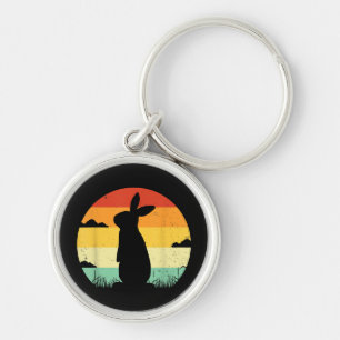 Rabbit Retro Vintage 80s Style Bunny Lover Key Ring