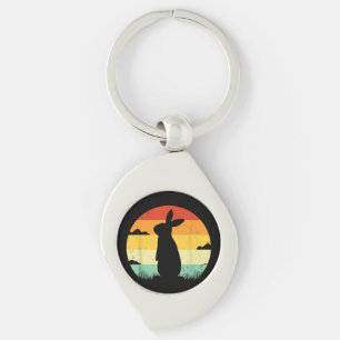 Rabbit Retro Vintage 80s Style Bunny Lover Key Ring