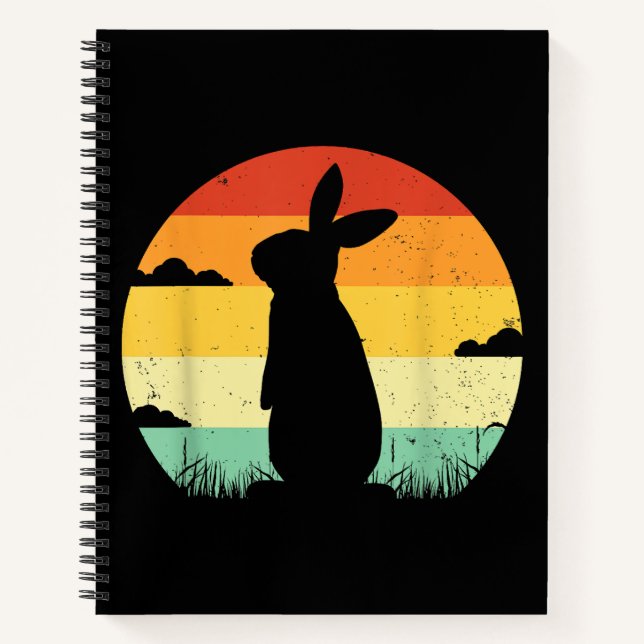 Rabbit Retro Vintage 80s Style Bunny Lover Notebook (Front)