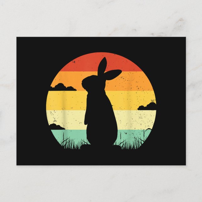 Rabbit Retro Vintage 80s Style Bunny Lover Postcard (Front)