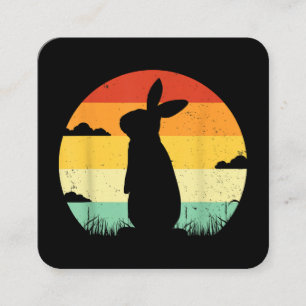Rabbit Retro Vintage 80s Style Bunny Lover Square Business Card